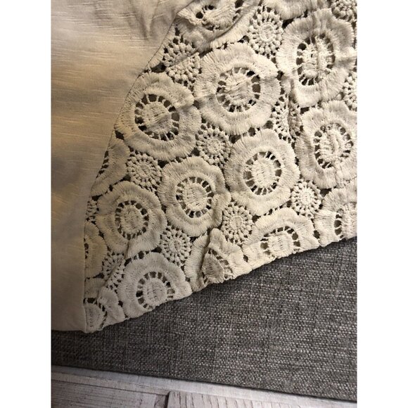 American Sweetheart Womens Shirt Size Medium Beige Lace Short Sleeves Summer - Picture 4 of 5